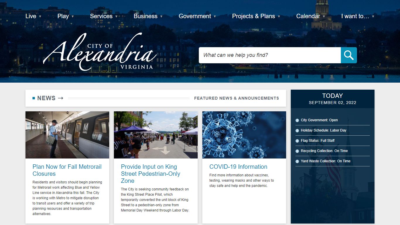 Welcome to the City of Alexandria Homepage! | City of Alexandria, VA